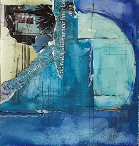 Bu eser HAZAL AKSOY tarafından 13x13 cm ölçülerinde Kağıt üzeri sulu boya, kolaj tekniği ile yapılmıştır.