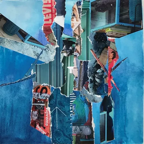 HAZAL AKSOY Bu eser HAZAL AKSOY tarafından 15x15 cm ölçülerinde Kağıt üzeri sulu boya, kolaj tekniği ile yapılmıştır.