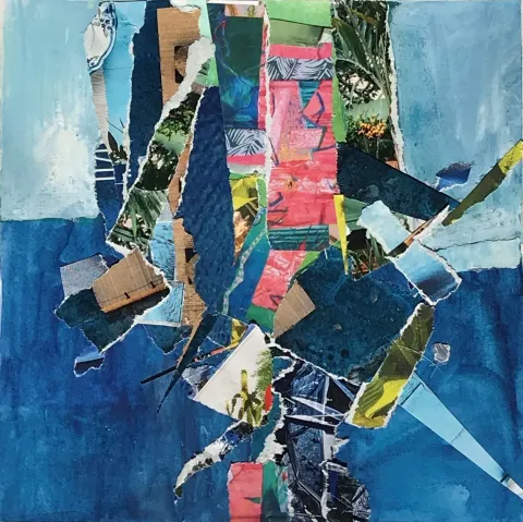 HAZAL AKSOY Bu eser HAZAL AKSOY tarafından 15x15 cm ölçülerinde Kağıt üzeri sulu boya, kolaj tekniği ile yapılmıştır.