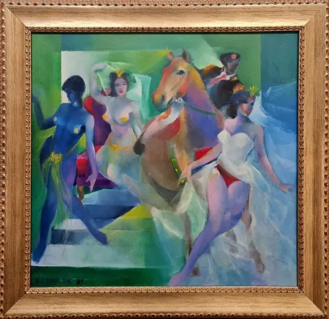 KAYIHAN KESKİNOK — 1999 Bu eser KAYIHAN KESKİNOK tarafından 1999 yılında 60x60 cm ölçülerinde Tuval üzeri yağlı boya tekniği ile yapılmıştır.