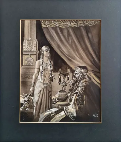 Bu eser MÜNİF FEHİM tarafından 35x25 cm ölçülerinde Kağıt üzeri pastel boya tekniği ile yapılmıştır.
