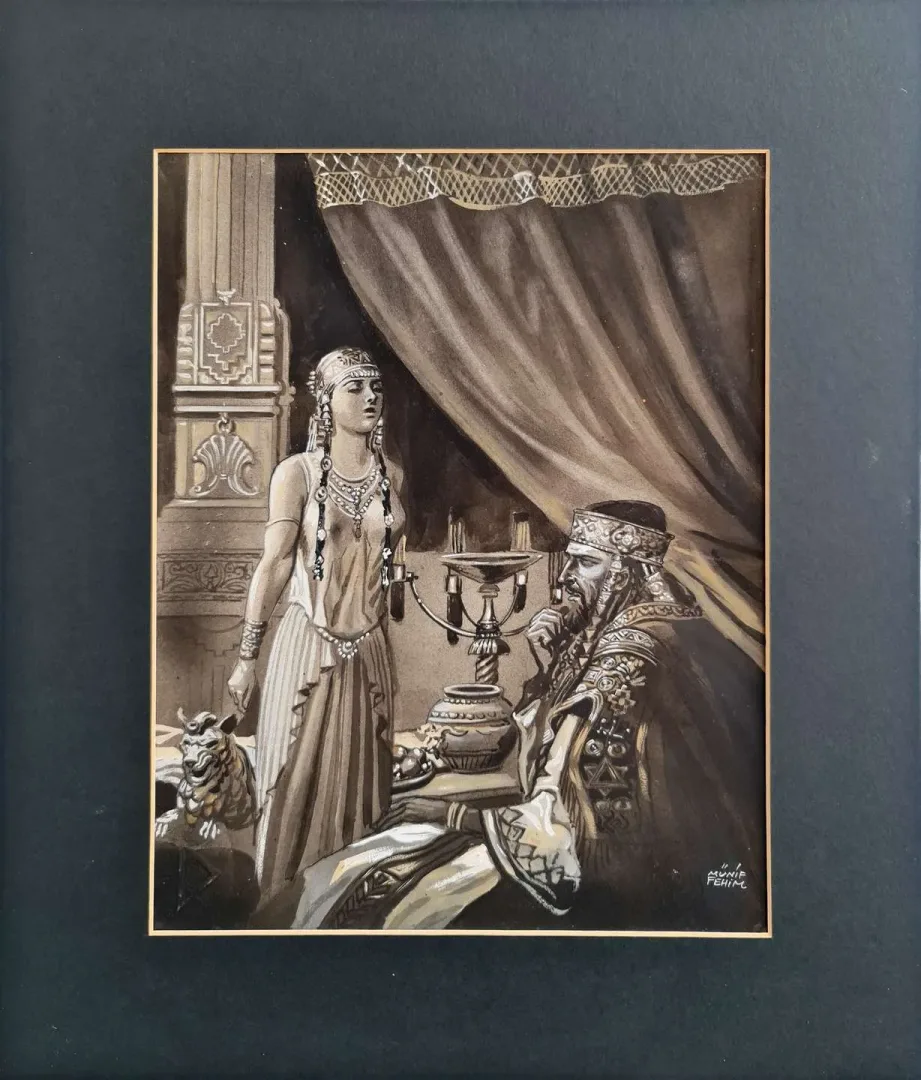MÜNİF FEHİM Bu eser MÜNİF FEHİM tarafından 35x25 cm ölçülerinde Kağıt üzeri pastel boya tekniği ile yapılmıştır.