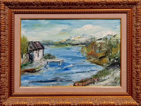 Bu eser HASAN KAVRUK tarafından 27x39 cm ölçülerinde Duralit üzeri yağlı boya tekniği ile yapılmıştır.