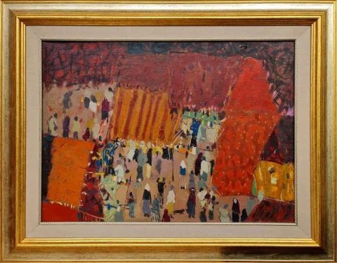 "Karadenizde Pazar Yeri" eseri HAYDAR DURMUŞ tarafından 50x70 cm ölçülerinde Tuval üzeri yağlı boya tekniği ile yapılmıştır.