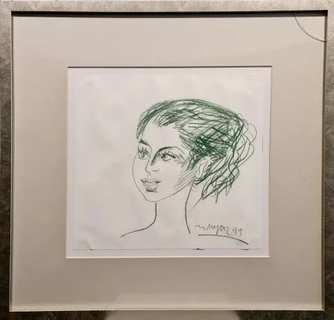 MUSTAFA AYAZ — 1999 Bu eser MUSTAFA AYAZ tarafından 1999 yılında 32x34 cm ölçülerinde Desen tekniği ile yapılmıştır.