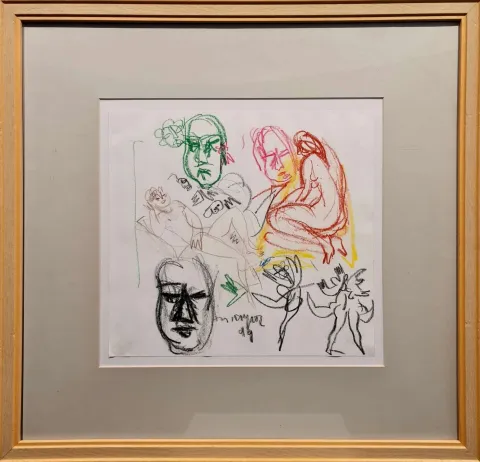 MUSTAFA AYAZ — 1999 Bu eser MUSTAFA AYAZ tarafından 1999 yılında 32x34 cm ölçülerinde Desen tekniği ile yapılmıştır.
