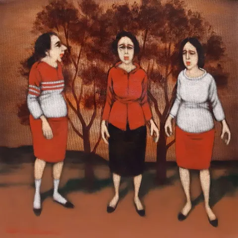 "İsimsiz" eseri ORHAN UMUT tarafından 2020 yılında 40x40 cm ölçülerinde Tuval üzeri akrilik boya tekniği ile yapılmıştır.