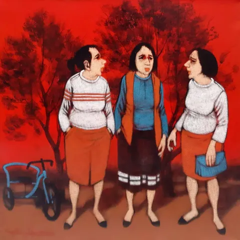 "İsimsiz" eseri ORHAN UMUT tarafından 2020 yılında 40x40 cm ölçülerinde Tuval üzeri akrilik boya tekniği ile yapılmıştır.