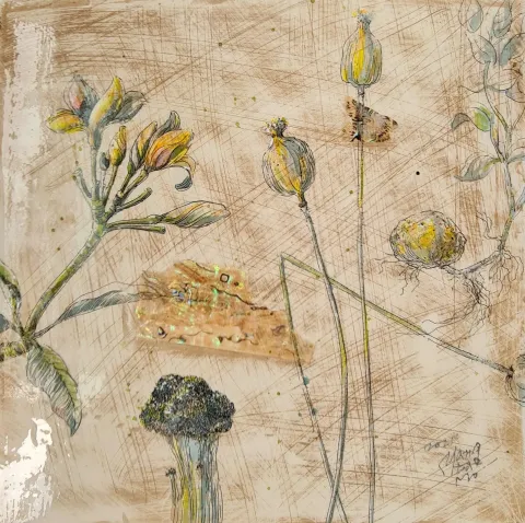 "A secret garden series" eseri TAE MO YANG tarafından 2021 yılında 35x35 cm ölçülerinde Karışık teknik tekniği ile yapılmıştır.