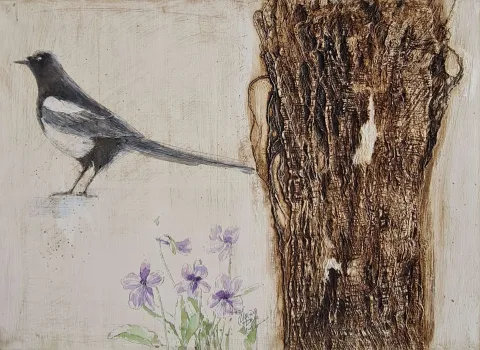 TAE MO YANG — “To nature”, 2021 "To nature" eseri TAE MO YANG tarafından 2021 yılında 61x46 cm ölçülerinde Tuval üzeri akrilik ve kağıt (dut) tekniği ile yapılmıştır.