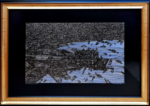 "İstanbul, Haydarpaşa" eseri DEVRİM ERBİL tarafından 2020 yılında 70x100 cm ölçülerinde Serigrafi 22/25 tekniği ile yapılmıştır.
