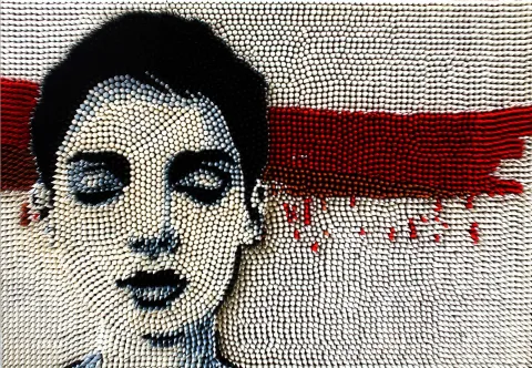 HÜLYA KANDEMİR KANBER — “Dokunma” "Dokunma" eseri HÜLYA KANDEMİR KANBER tarafından 55x80 cm ölçülerinde Karışık Teknik Ahşap Kavale, 7000 parça tekniği ile yapılmıştır.