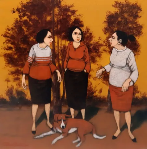 Bu eser ORHAN UMUT tarafından 2020 yılında 60x60 cm ölçülerinde Tuval üzeri akrilik boya tekniği ile yapılmıştır.