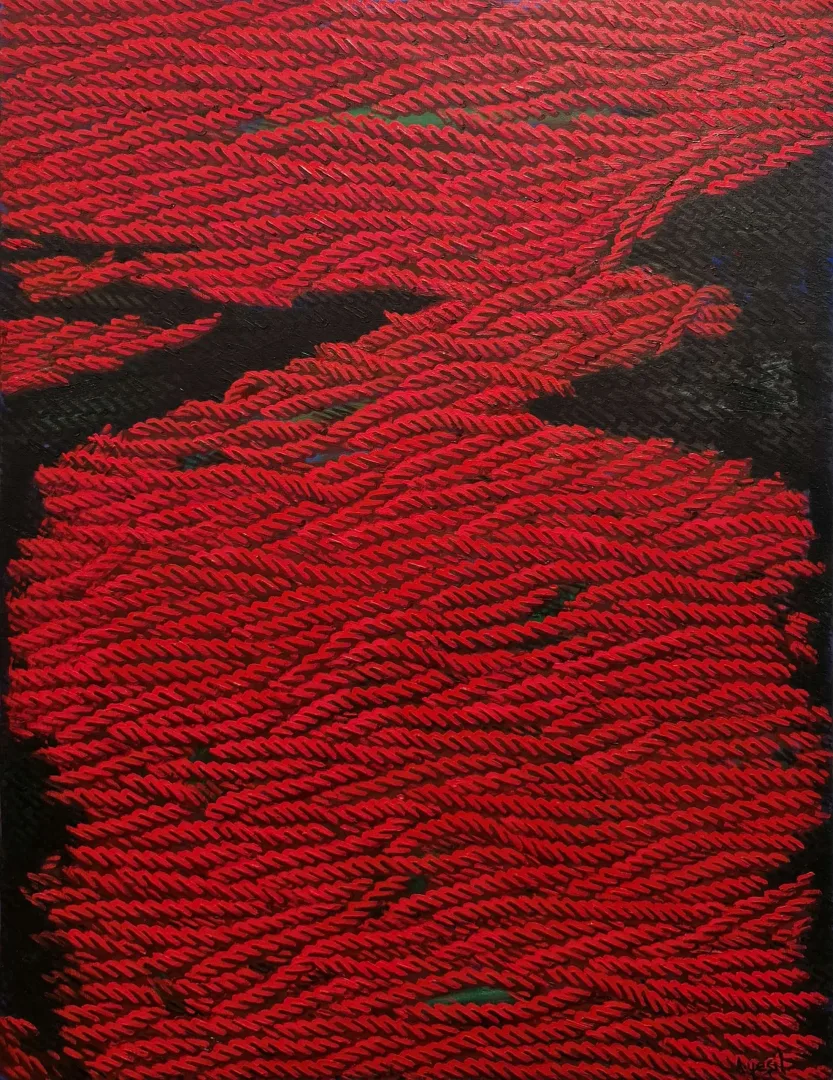 AHMET YEŞİL — “Dipnotlar”, 2019 "Dipnotlar" eseri AHMET YEŞİL tarafından 2019 yılında 90x70 cm ölçülerinde Tuval üzeri yağlı boya tekniği ile yapılmıştır.
