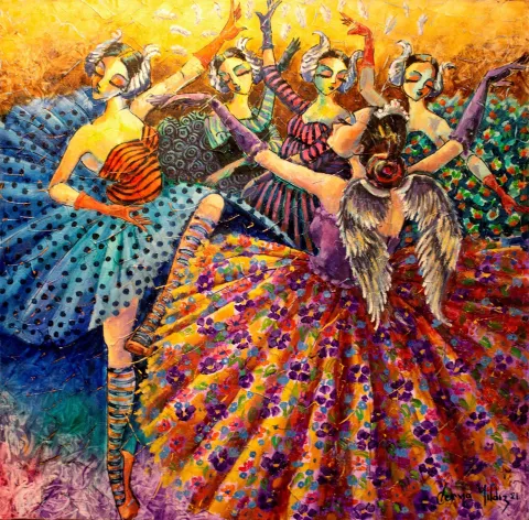 Bu eser DERYA YILDIZ tarafından 2021 yılında 60x60 cm ölçülerinde Tuval üzeri yağlı boya tekniği ile yapılmıştır.
