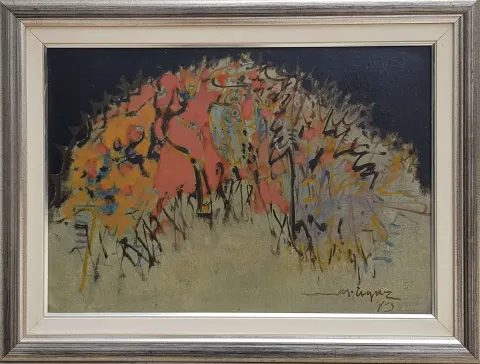 Bu eser MUSTAFA AYAZ tarafından 1973 yılında 40x57 cm ölçülerinde Mukavva üzeri yağlı boya tekniği ile yapılmıştır.
