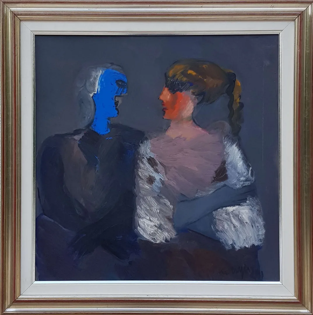 yakınlaştır "Ayaz ve Kız" eseri MUSTAFA AYAZ tarafından 1991 yılında 50x50 cm ölçülerinde Duralit üzeri yağlı boya tekniği ile yapılmıştır.