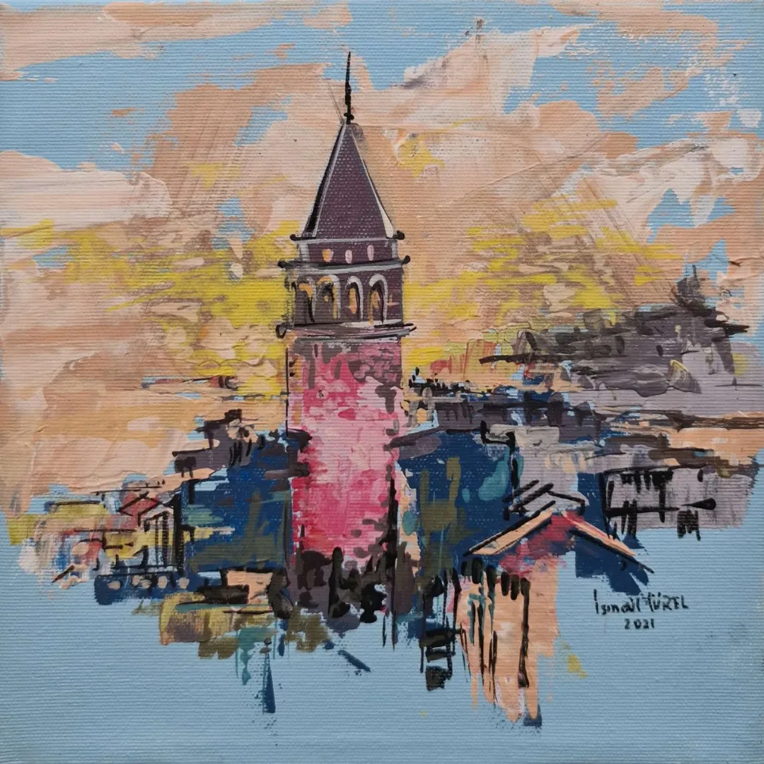 yakınlaştır "Galata" eseri İSMAİL TÜREL tarafından 2021 yılında 25x25 cm ölçülerinde Tuval üzeri akrilik boya tekniği ile yapılmıştır.