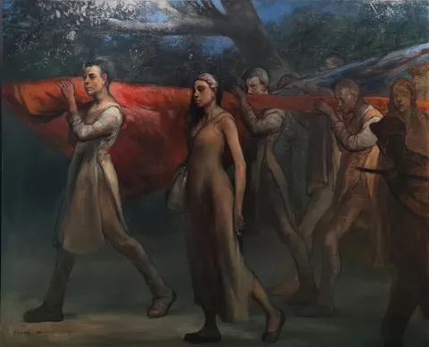 AHMET UMUR DENİZ — “Ütopyayı taşıyanlar”, 2016 "Ütopyayı taşıyanlar" eseri AHMET UMUR DENİZ tarafından 2016 yılında 130x160 cm ölçülerinde Tuval üzeri yağlı boya tekniği ile yapılmıştır.