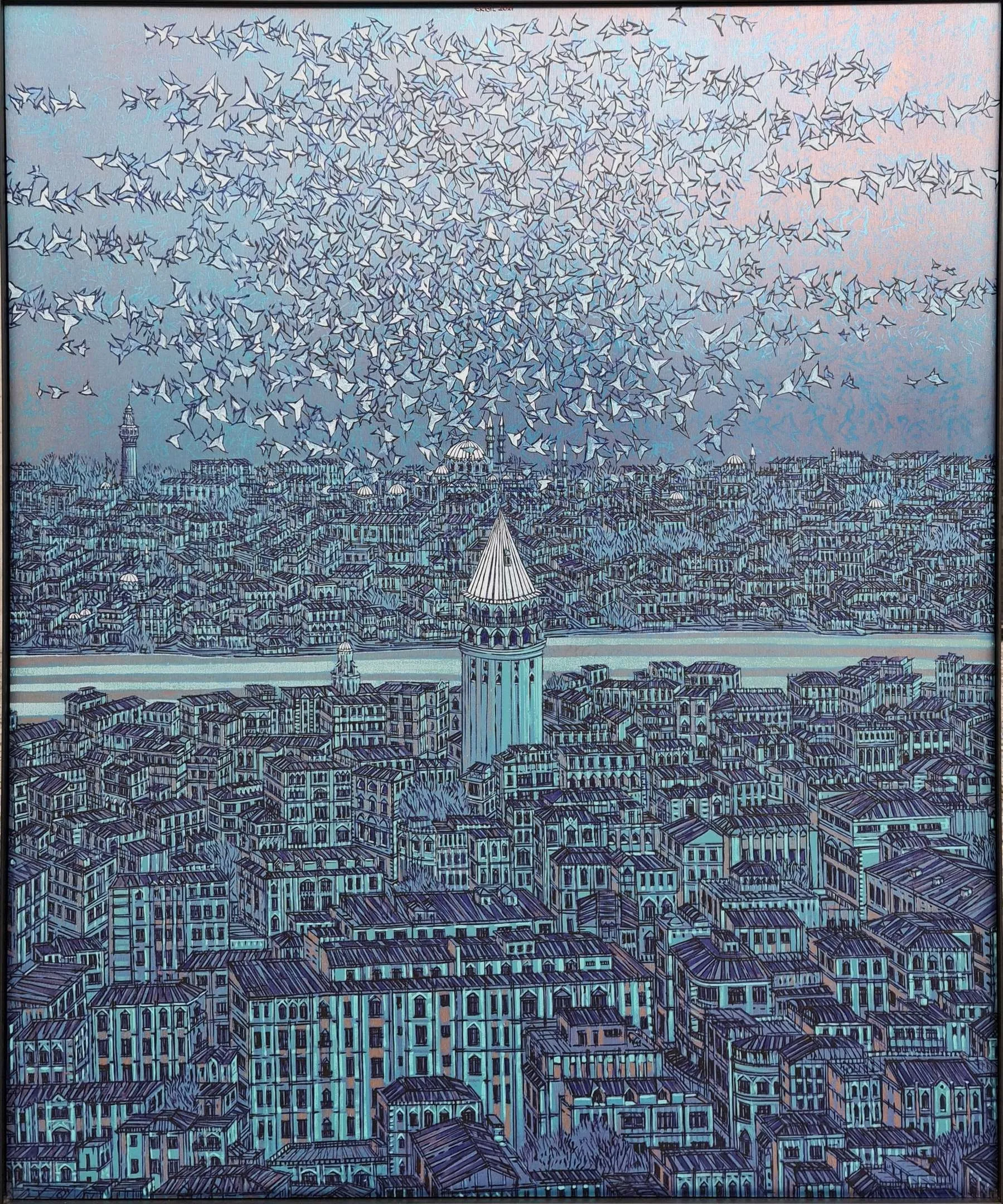 Bu eser DEVRİM ERBİL tarafından 2021 yılında 120x100 cm ölçülerinde Alüminyum üzeri Giclee baskı 1/1 Monoprint tekniği ile yapılmıştır.