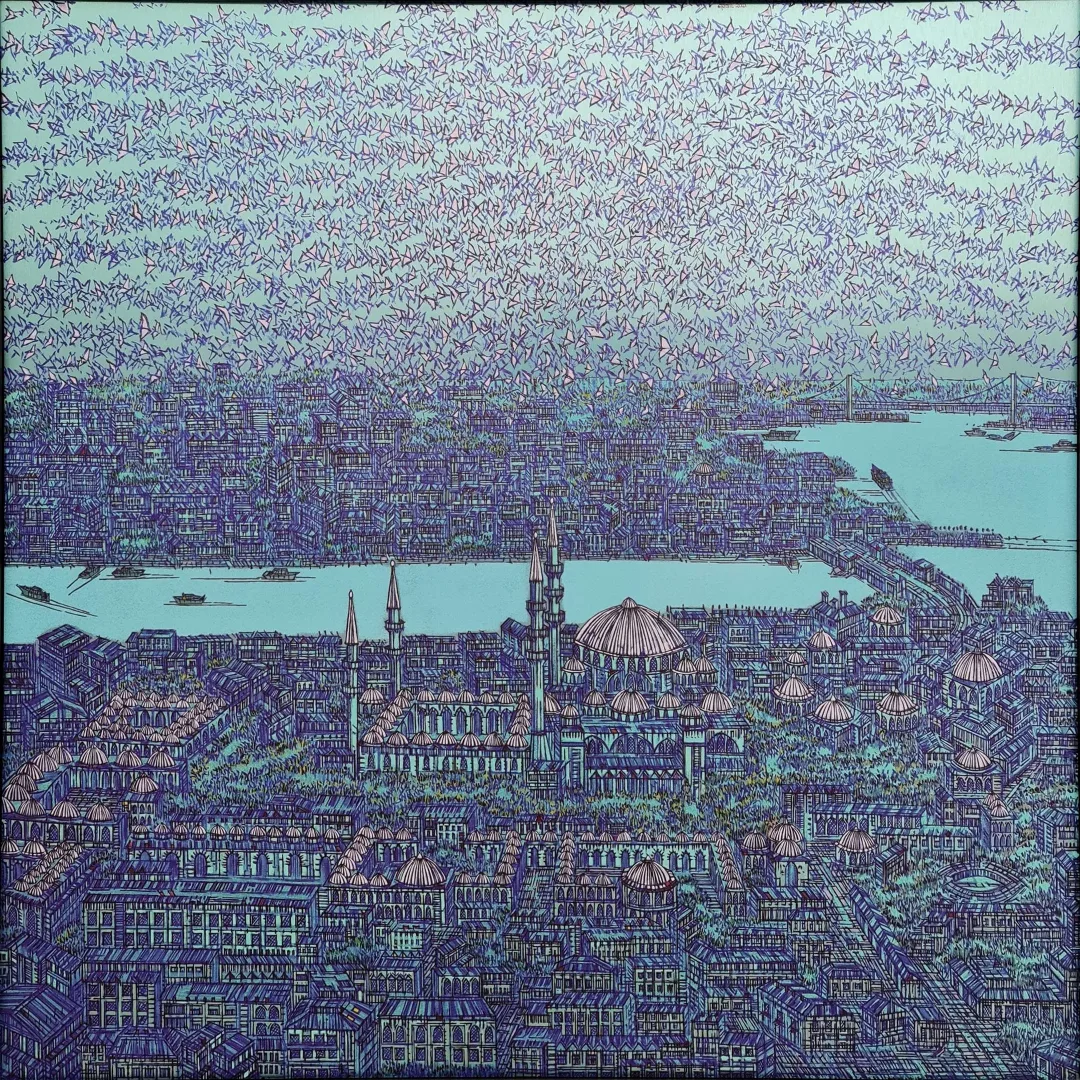 Bu eser DEVRİM ERBİL tarafından 2021 yılında 120x120 cm ölçülerinde Alüminyum üzeri Giclee baskı 1/1 Monoprint tekniği ile yapılmıştır.