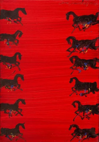 FEVZİ KARAKOÇ — “Bir araya geliyorlar”, 2016 "Bir araya geliyorlar" eseri FEVZİ KARAKOÇ tarafından 2016 yılında 100x70 cm ölçülerinde Tuval üzeri yağlı boya tekniği ile yapılmıştır.