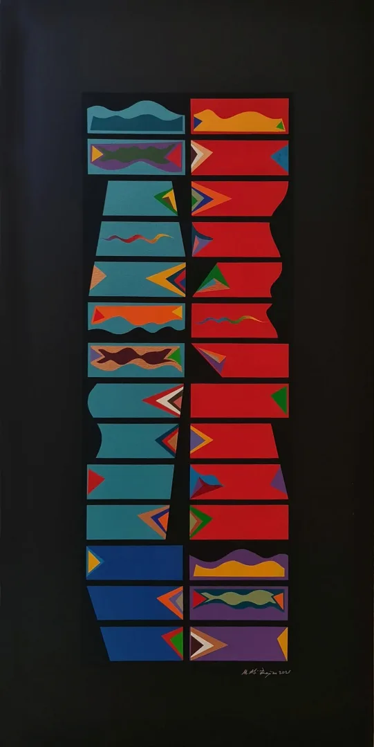 yakınlaştır "Sınırlanmış alanlar serisi" eseri MEHMET ALİ DOĞAN tarafından 2021 yılında 130x65 cm ölçülerinde Tuval üzeri akrilik boya tekniği ile yapılmıştır.