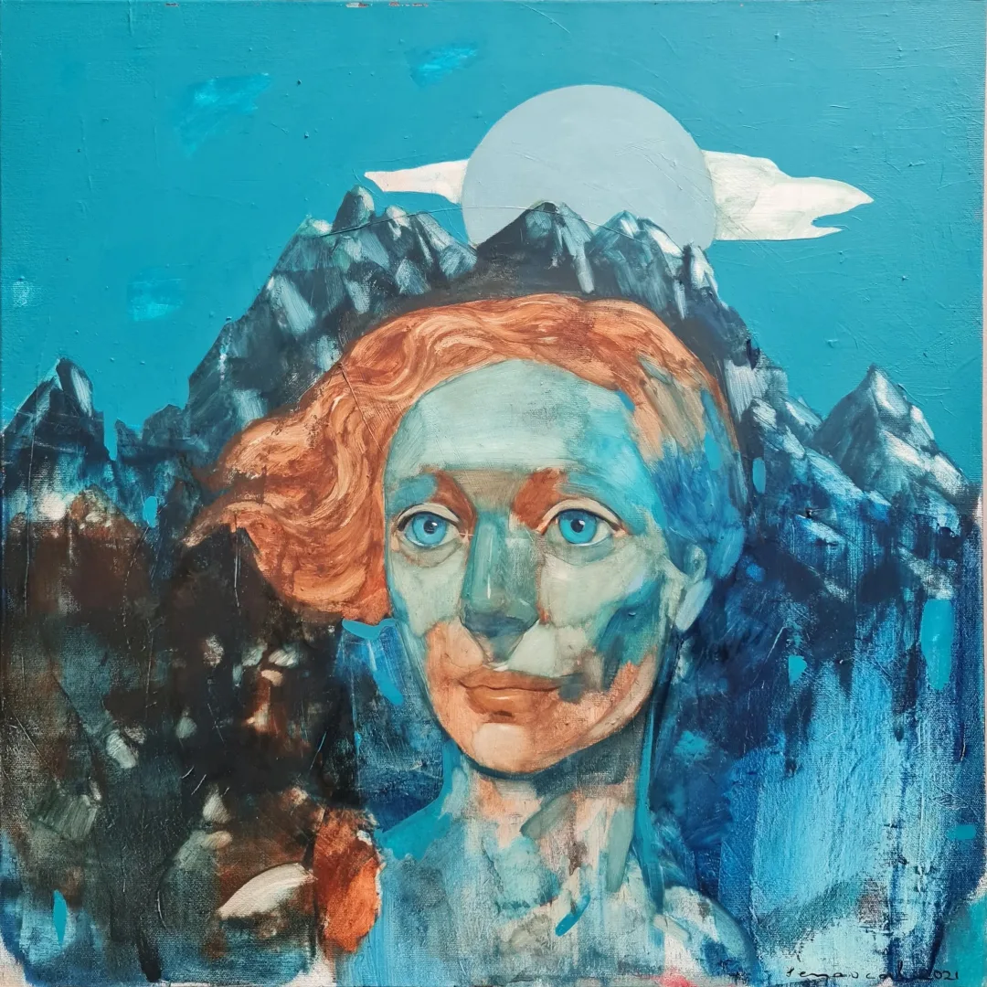 "Gaia" eseri SEMA ÖCAL tarafından 2021 yılında 60x60 cm ölçülerinde Tuval üzeri yağlı boya tekniği ile yapılmıştır.