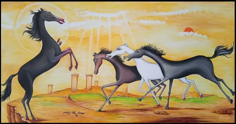 "Gündüz Vakti (Limera)" eseri ZEKİYE AKALIN tarafından 2021 yılında 50x100 cm ölçülerinde Tuval üzeri yağlı boya tekniği ile yapılmıştır.