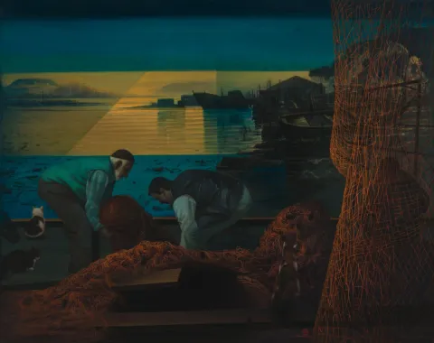 AYDIN AYAN — “Baba Oğul Balıkçılar”, 2016 "Baba Oğul Balıkçılar" eseri AYDIN AYAN tarafından 2016 yılında 160x200 cm ölçülerinde Tuval üzeri yağlı boya tekniği ile yapılmıştır.