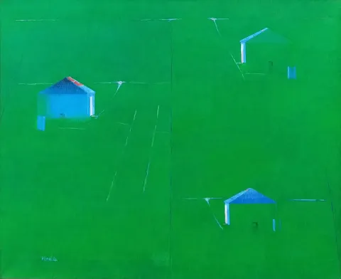 VEYSEL GÜNAY — “Yeşil Yayla”, 2021 "Yeşil Yayla" eseri VEYSEL GÜNAY tarafından 2021 yılında 60x73 cm ölçülerinde Tuval üzeri yağlı boya tekniği ile yapılmıştır.
