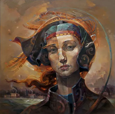 "Esme" eseri ADEM BAŞPINAR tarafından 2022 yılında 80x80 cm ölçülerinde Tuval üzeri akrilik boya tekniği ile yapılmıştır.