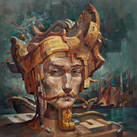 ADEM BAŞPINAR — “Umman”, 2022 "Umman" eseri ADEM BAŞPINAR tarafından 2022 yılında 60x60 cm ölçülerinde Tuval üzeri akrilik boya tekniği ile yapılmıştır.