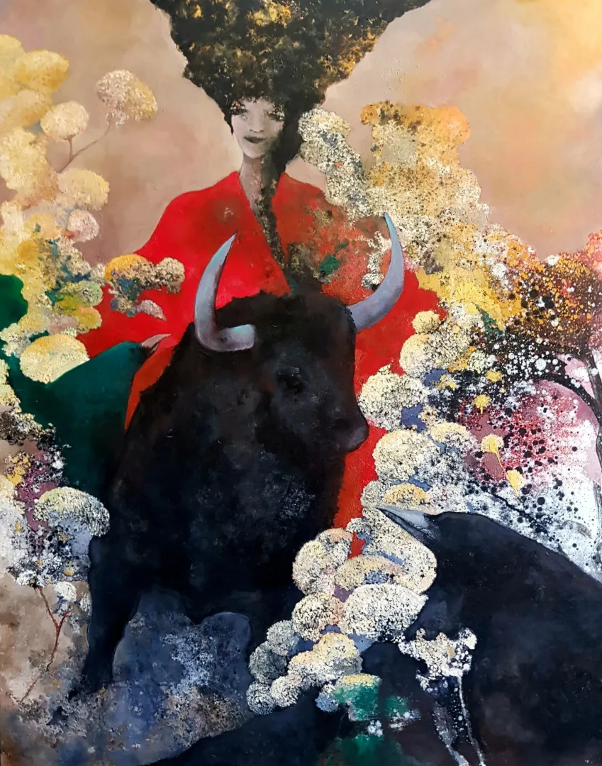 EROL PELİOĞLU — “Ortancalar”, 2022 "Ortancalar" eseri EROL PELİOĞLU tarafından 2022 yılında 150x120 cm ölçülerinde Tuval üzeri yağlı boya tekniği ile yapılmıştır.