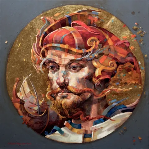 "Barbarossa" eseri ADEM BAŞPINAR tarafından 2022 yılında 60x60 cm ölçülerinde Tuval üzeri akrilik boya tekniği ile yapılmıştır.