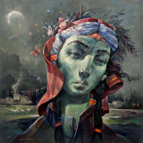 ADEM BAŞPINAR — “Güleser”, 2022 "Güleser" eseri ADEM BAŞPINAR tarafından 2022 yılında 60x60 cm ölçülerinde Tuval üzeri akrilik boya tekniği ile yapılmıştır.