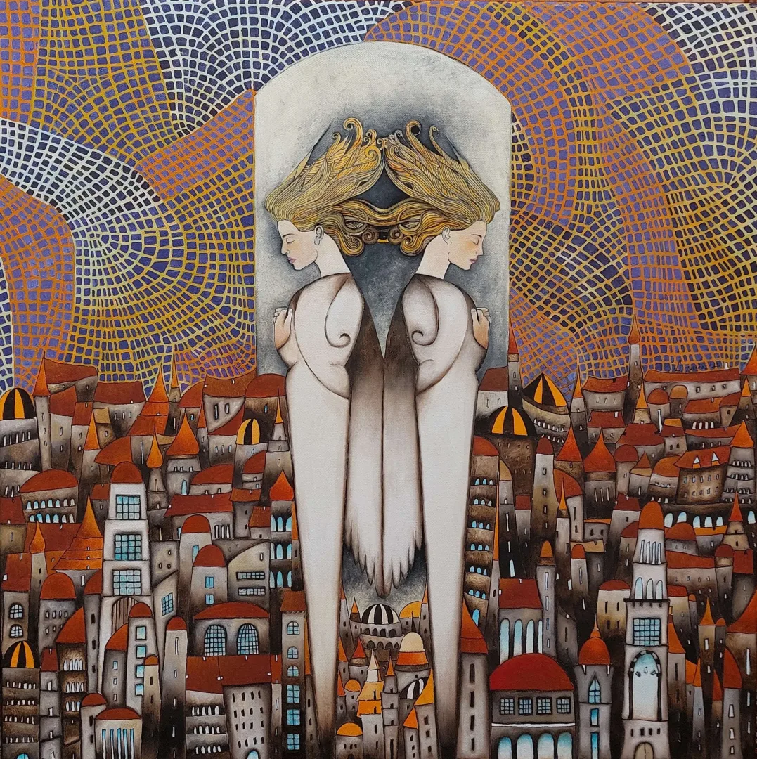 BİNNUR YÜCEBAŞ RUOCCO — “İsimsiz”, 2022 "İsimsiz" eseri BİNNUR YÜCEBAŞ RUOCCO tarafından 2022 yılında 60x60 cm ölçülerinde Tuval üzeri yağlı boya tekniği ile yapılmıştır.