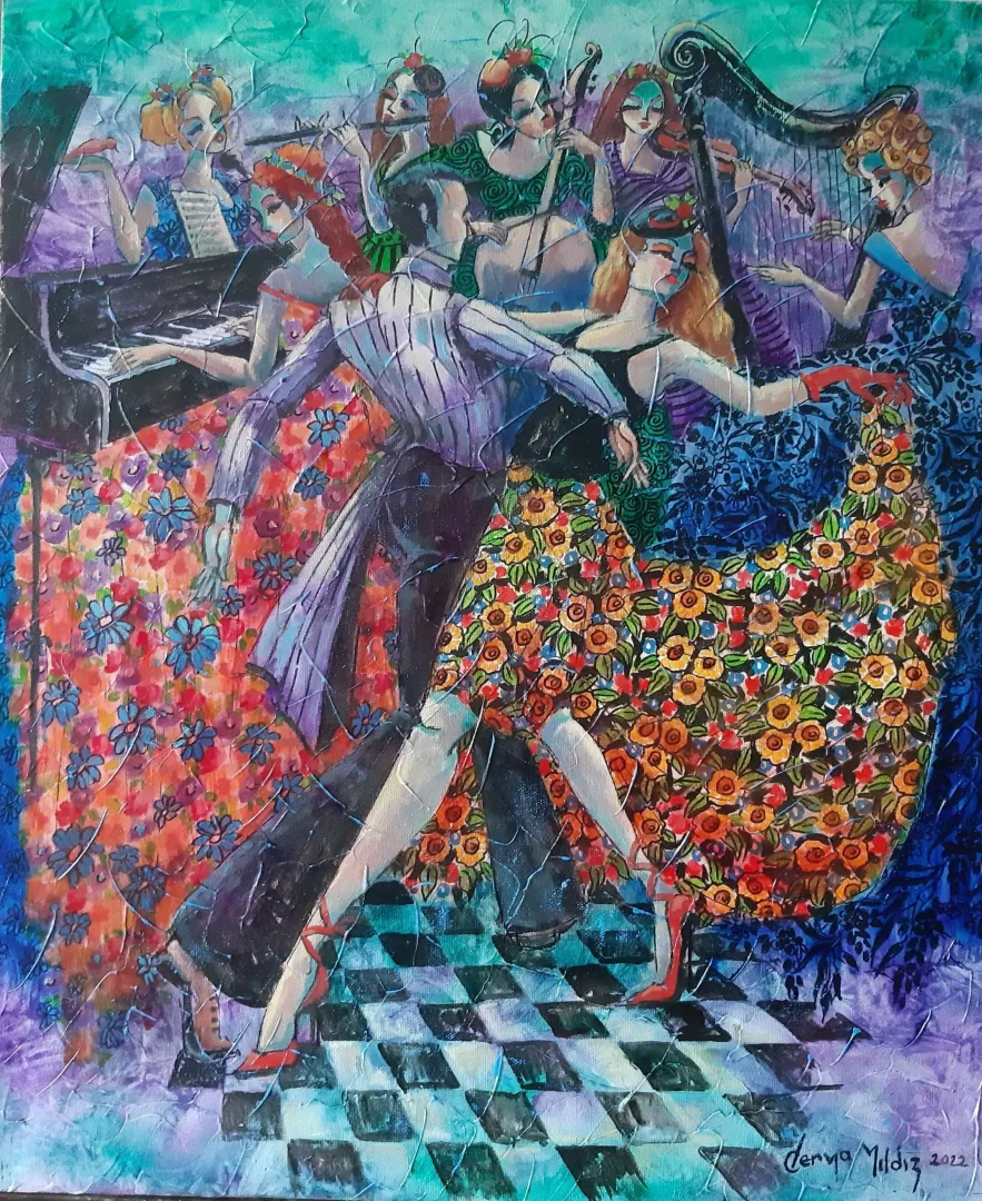 DERYA YILDIZ — “İsimsiz”, 2022 "İsimsiz" eseri DERYA YILDIZ tarafından 2022 yılında 60x50 cm ölçülerinde Tuval üzeri yağlı boya tekniği ile yapılmıştır.