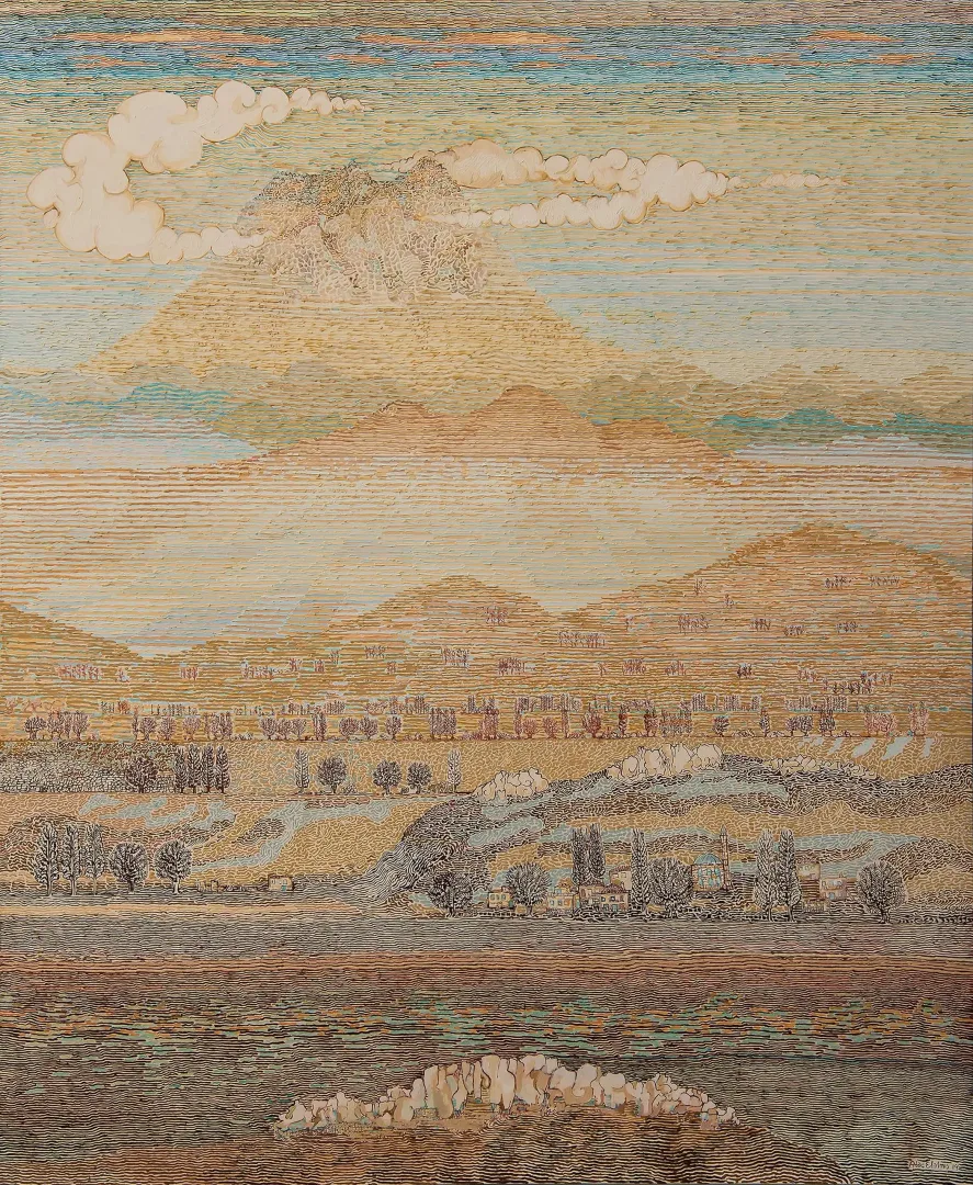 "İsimsiz" eseri ATAÇ ELALMIŞ tarafından 2019 yılında 170x140 cm ölçülerinde Tuval üzeri yağlı boya tekniği ile yapılmıştır.