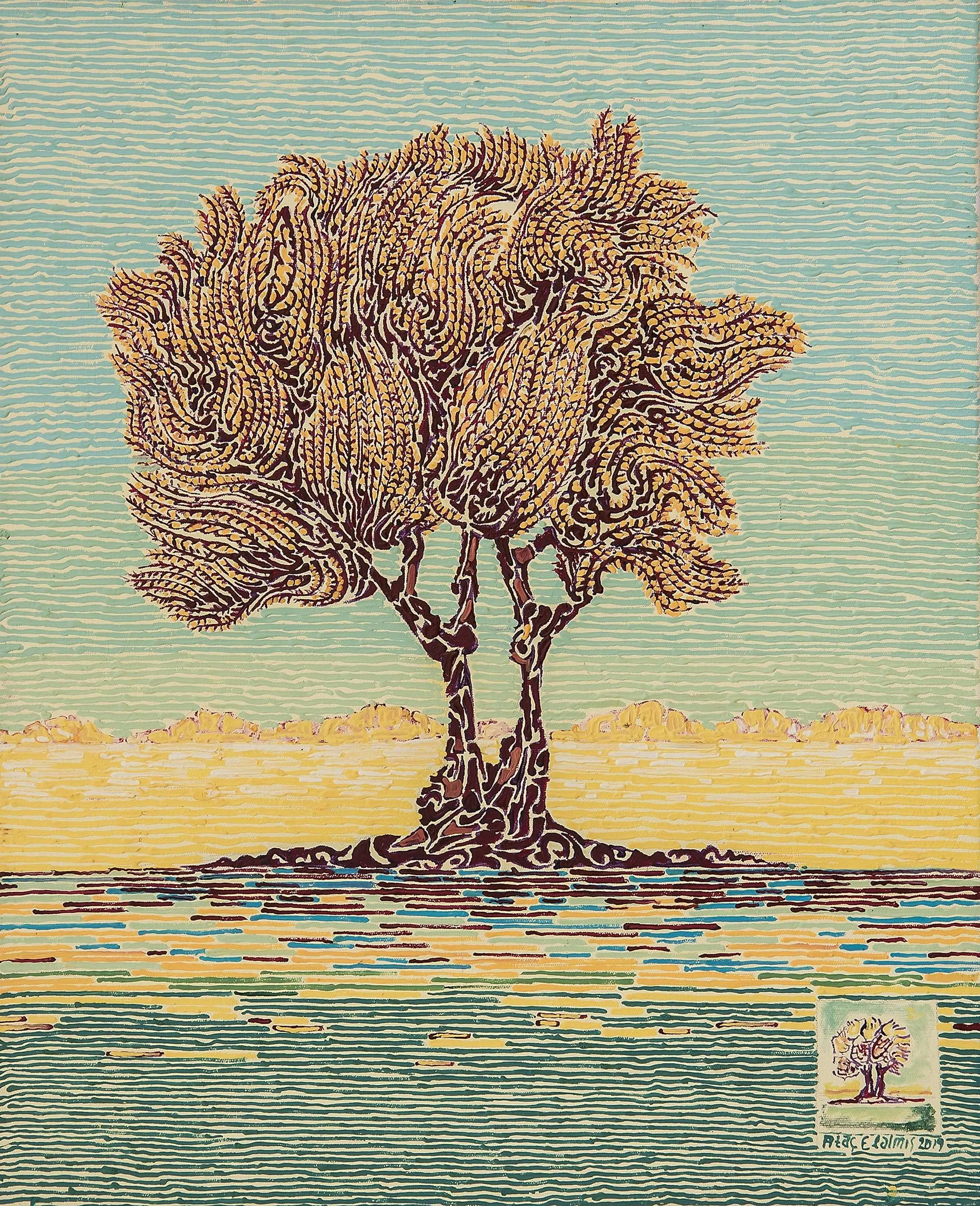 "Zeytin Ağacı" eseri ATAÇ ELALMIŞ tarafından 2019 yılında 55x45 cm ölçülerinde Tuval üzeri yağlı boya tekniği ile yapılmıştır.