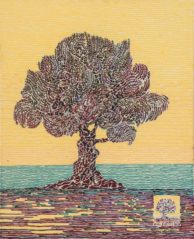 "Zeytin Ağacı" eseri ATAÇ ELALMIŞ tarafından 2019 yılında 55x45 cm ölçülerinde Tuval üzeri yağlı boya tekniği ile yapılmıştır.
