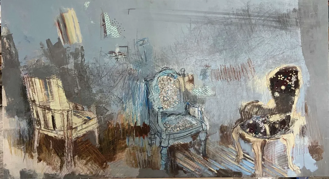 yakınlaştır "üçlü" eseri BENGÜ BAHAR tarafından 2016 yılında 70x110 cm ölçülerinde Dekota üzeri akrilik tekniği ile yapılmıştır.