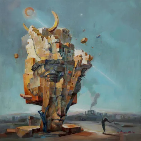 "Sirius" eseri ADEM BAŞPINAR tarafından 2022 yılında 40x40 cm ölçülerinde Tuval üzeri akrilik boya tekniği ile yapılmıştır.
