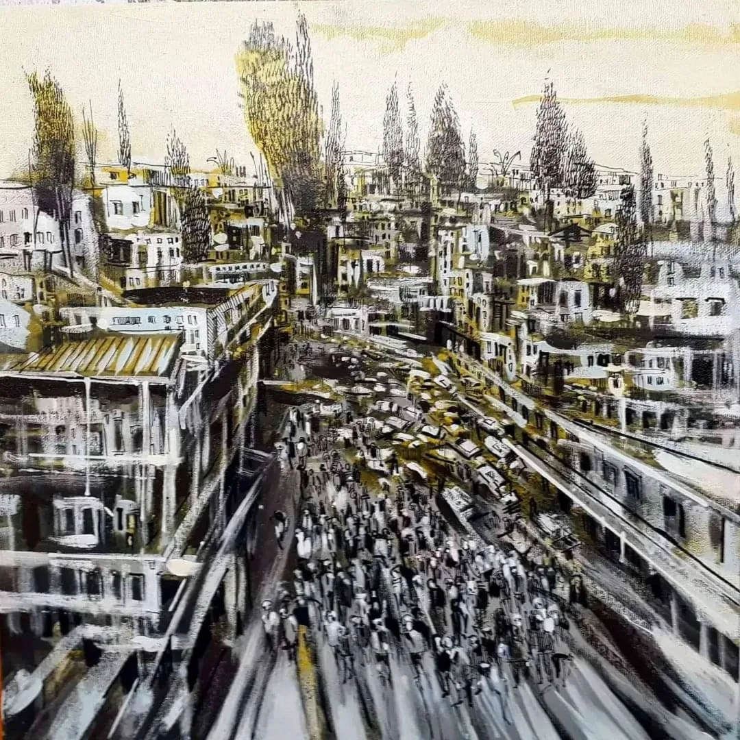 yakınlaştır "Kargaşa" eseri AYHAN ÇETİN tarafından 2022 yılında 40x40 cm ölçülerinde Tuval üzeri akrilik boya tekniği ile yapılmıştır.