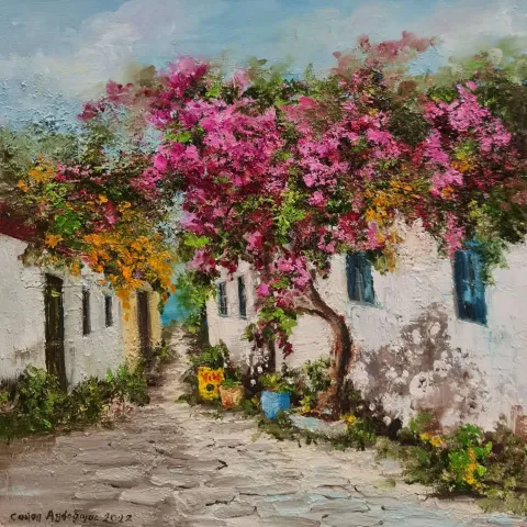 "isimsiz" eseri CANAN AYDOĞMUŞ tarafından 2022 yılında 40x40 cm ölçülerinde Tuval üzeri yağlı boya tekniği ile yapılmıştır.