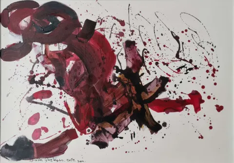 FÜSUN ÇAĞLAYAN — “Flux-zen”, 2021 "Flux-zen" eseri FÜSUN ÇAĞLAYAN tarafından 2021 yılında 70x100 cm ölçülerinde Tuval üzeri yağlı boya tekniği ile yapılmıştır.