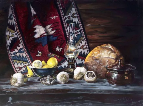 "Işığın Ruhu" eseri HÜSEYİN FEYZULLAH tarafından 90x120 cm ölçülerinde Tuval üzeri yağlı boya tekniği ile yapılmıştır.
