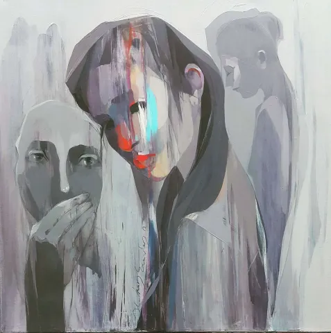 HAKAN ERASLAN — “İsimsiz”, 2021 "İsimsiz" eseri HAKAN ERASLAN tarafından 2021 yılında 60x60 cm ölçülerinde Tuval üzeri akrilik boya tekniği ile yapılmıştır.