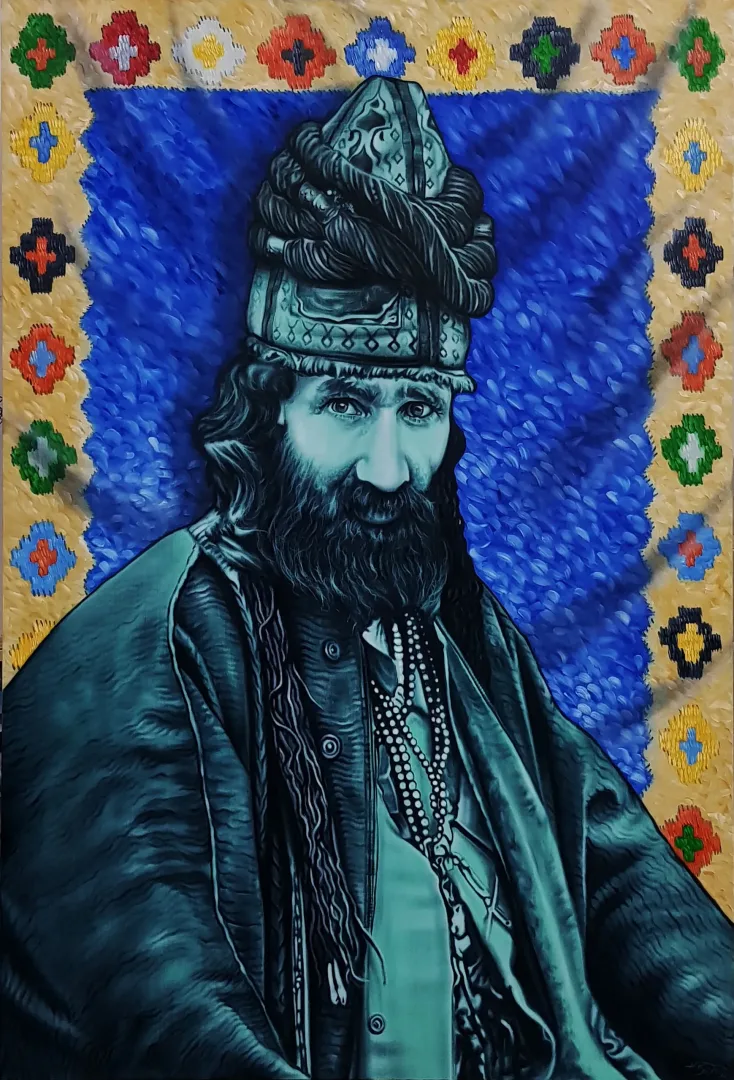 "Derviş" eseri HASAN BASRİ İNAN tarafından 2022 yılında 150x110 cm ölçülerinde Tuval üzeri yağlı boya tekniği ile yapılmıştır.