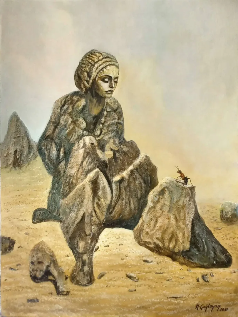 yakınlaştır "Bir Umut 2" eseri HASAN ÇAĞLAYAN tarafından 2021 yılında 80x60 cm ölçülerinde Tuval üzeri karışık teknik tekniği ile yapılmıştır.